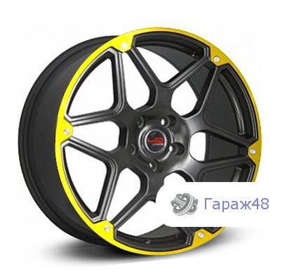 LegeArtis Concept-LR502 R18 / 8J PCD 5x108 ET 45 ЦО 63.3 Литые Черный матовый с желтой полосой на ободе